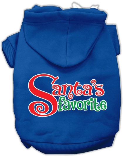 Santa's Favorite Screen Print Pet Hoodie Blue Lg