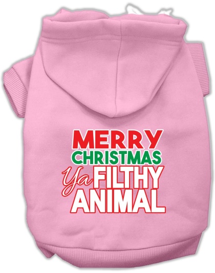 Ya Filthy Animal Screen Print Pet Hoodie Light Pink Lg