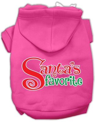Santa's Favorite Screen Print Pet Hoodie Bright Pink Lg