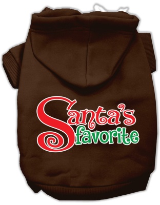 Santa's Favorite Screen Print Pet Hoodie Brown Lg