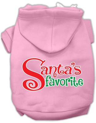Santa's Favorite Screen Print Pet Hoodie Light Pink Lg