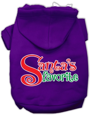 Santa's Favorite Screen Print Pet Hoodie Purple Lg