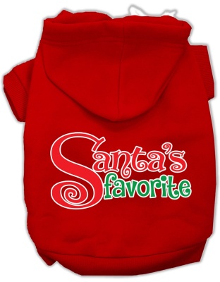 Santa's Favorite Screen Print Pet Hoodie Red Lg