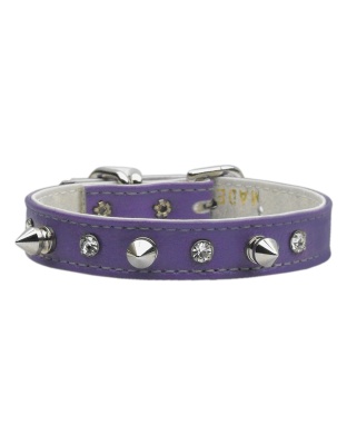 "Just the Basics" Crystal and Spike Collars Purple 10
