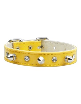 "Just the Basics" Crystal and Spike Collars Yellow 10