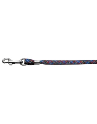 3/8'' Fabric Plain Leash Blue Plaid Silver Hardware