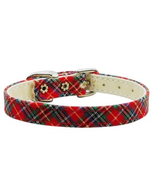 3/8" Plaid Plain Collars Red 10