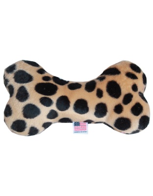 6" Plush Bone Dog Toy Brown Leopard