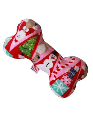 6" Plush Bone Dog Toy Christmas Medley