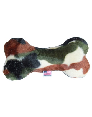 6" Plush Bone Dog Toy Green Camo