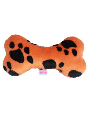 6" Plush Bone Dog Toy Orange Paw