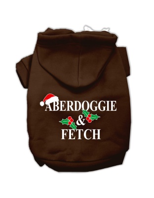 Aberdoggie Christmas Screen Print Pet Hoodies Brown Size L