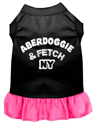 Aberdoggie NY Screen Print Dress Black with Bright Pink Lg