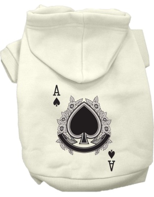 Ace of Spades Costume Screen Print Dog Hoodie Cream Size XS