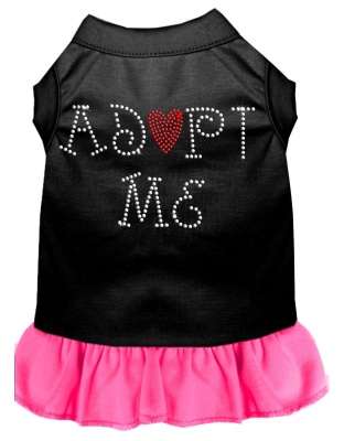 Adopt Me Rhinestone Dress Black with Bright Pink Lg