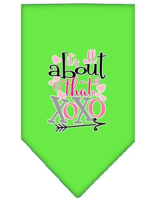 All About that XOXO Screen Print Bandana Lime Green Large