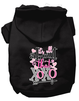 All About that XOXO Screen Print Dog Hoodie Black L