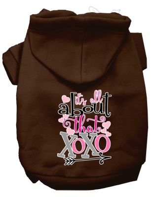 All About that XOXO Screen Print Dog Hoodie Brown L