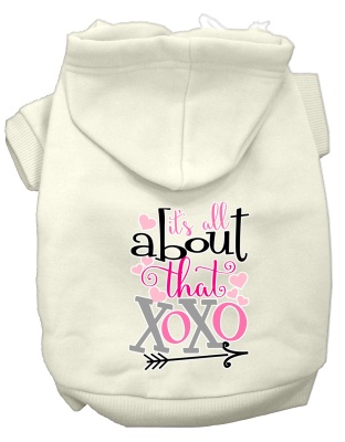 All About that XOXO Screen Print Dog Hoodie Cream L