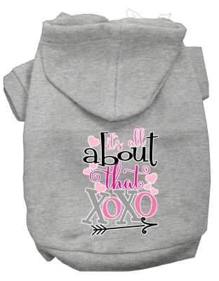 All About that XOXO Screen Print Dog Hoodie Grey L
