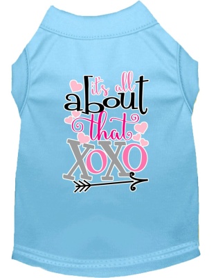 All about that XOXO Screen Print Dog Shirt Baby Blue Lg