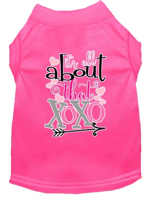 All about that XOXO Screen Print Dog Shirt Bright Pink Lg