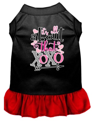 All about the XOXO Screen Print Dog Dress Black with Red Lg