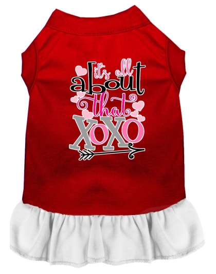 All about the XOXO Screen Print Dog Dress Red with White Lg
