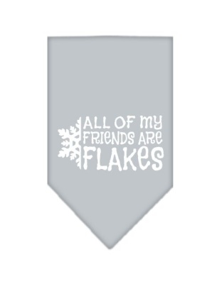 All my friends are Flakes Screen Print Bandana Grey Large