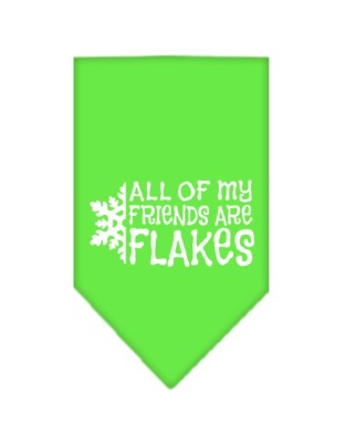 All my friends are Flakes Screen Print Bandana Lime Green Large