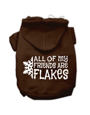 All my friends are Flakes Screen Print Pet Hoodies Brown Size L