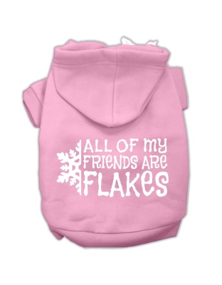 All my friends are Flakes Screen Print Pet Hoodies Light Pink Size L