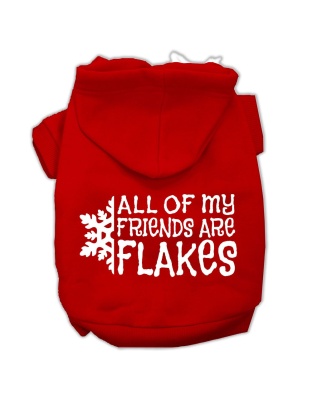 All my friends are Flakes Screen Print Pet Hoodies Red Size L