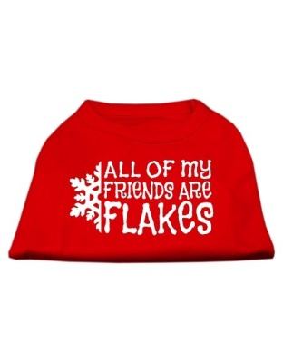 All my friends are Flakes Screen Print Shirt Red L