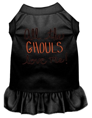 All the Ghouls Screen Print Dog Dress Black 4X (22)