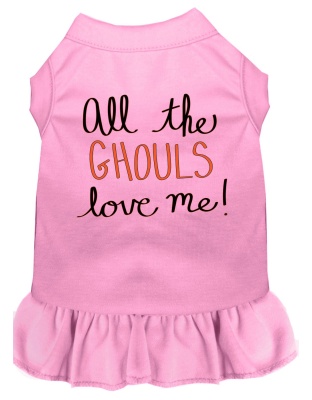 All the Ghouls Screen Print Dog Dress Light Pink 4X (22)