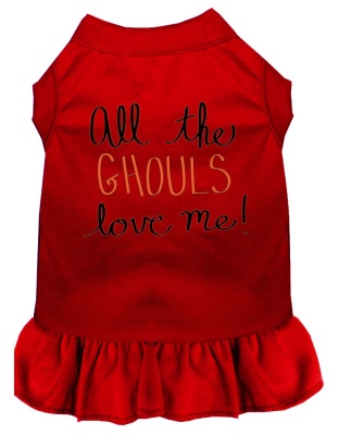 All the Ghouls Screen Print Dog Dress Red 4X (22)