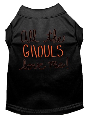 All the Ghouls Screen Print Dog Shirt Black Lg