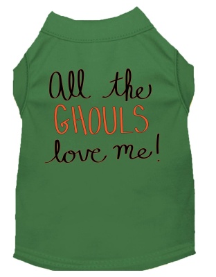 All the Ghouls Screen Print Dog Shirt Green Lg