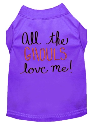 All the Ghouls Screen Print Dog Shirt Purple Lg