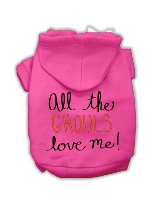 All the Ghouls Screenprint Dog Hoodie Bright Pink L
