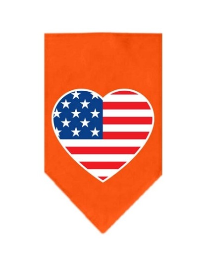 American Flag Heart Screen Print Bandana Orange Large