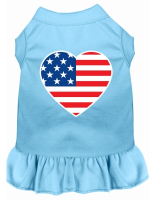 American Flag Heart Screen Print Dress Baby Blue 4X (22)