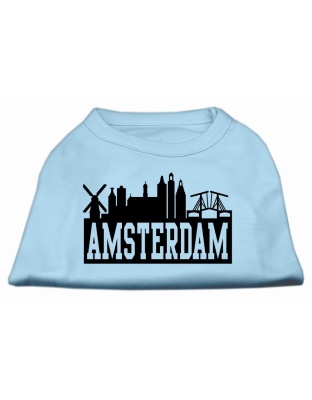 Amsterdam Skyline Screen Print Shirt Baby Blue Lg