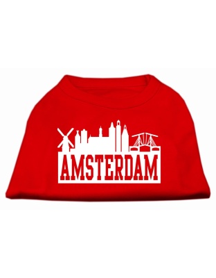 Amsterdam Skyline Screen Print Shirt Red Lg