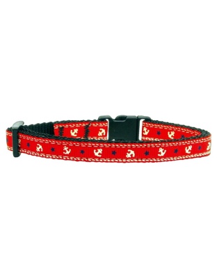 Anchors Nylon Ribbon Collar Red Cat Safety