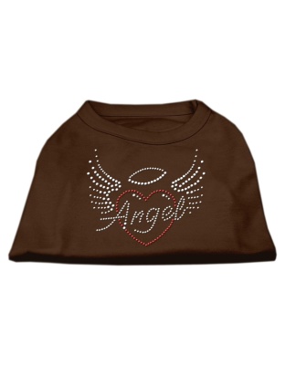 Angel Heart Rhinestone Dog Shirt Brown Lg