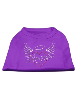 Angel Heart Rhinestone Dog Shirt Purple Lg