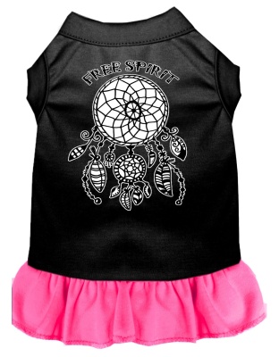 Angel Heart Rhinestone Dress Black with Bright Pink Lg