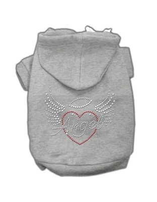 Angel Heart Rhinestone Hoodies Grey L